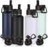 Volhoply 4 Pack 32 oz Insulated Water Bottles with Straw Lid & Spout Lid for Hiking, Camping