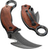 Pocket Karambit Knife with Wood Handle Clip, 440C Steel Sharp Raptor Claw Blade for Camping EDC
