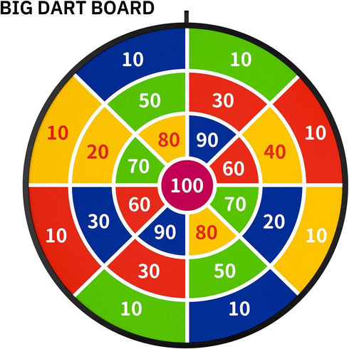 29" 20 3 4 5 6 7 8 9 10 11 12 TEMI Large Dart Board for Kids, Boys Toys Dartboards with Balls, Indoor and Outdoor Sport