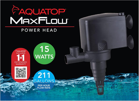 Aquatop MaxFlow 211 GPH Submersible Aquarium Power Head - High-Performance Water Pump, Quiet and Efficient