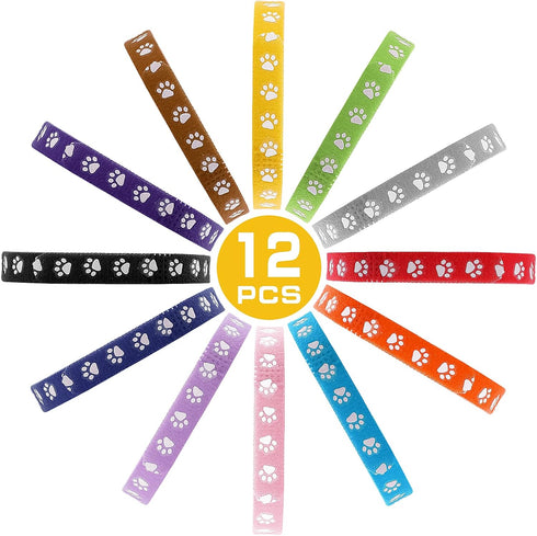 Newborn Puppy Collars, 12 Pcs Adjustable Super Soft Nylon Whelping Collars for Newborn Puppies, Dog Identification Bands