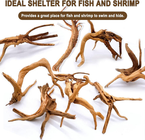 kathson 4Pcs Aquarium Driftwood, 3.5"-7" Small Natural Wood Decoration for Fish Tank Ornament