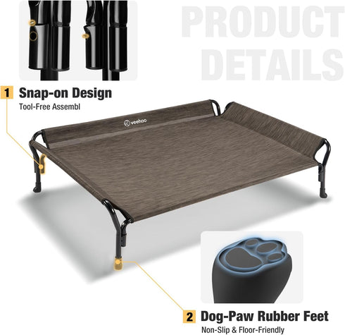 Veehoo Cooling Raised Dog Bed, Guardrail Elevated Chewproof Frame with Washable & Breathable Mesh, Non-Slip, X Large,