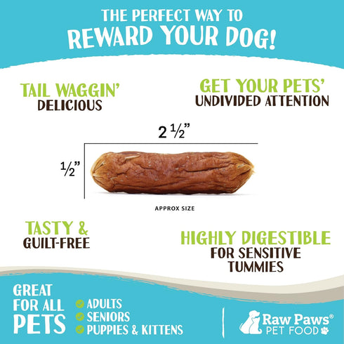 Raw Paws Grain-Free Soft Sausage Treats for Dogs & Cats - Beef Recipe, 6-oz Made in USA