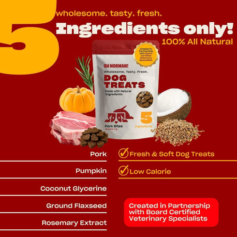 OH NORMAN! Dog Treats by Kaley Cuoco - Low Calories, Low Fat & Wholesome Treats with Pork - Doggie Treats for Seniors