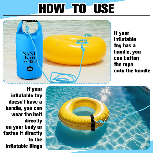 ShinyRelief 2 Set 10L/20L 2 1 Sand Anchor Bags, in PWC Kayak Anchor Kit for Float with Adjustable Straps, Waterproof