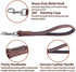Leather Short Dog Lead, Heavy Duty Traffic Pet Leash with 360º Metal Hook for Large Medium Dogs