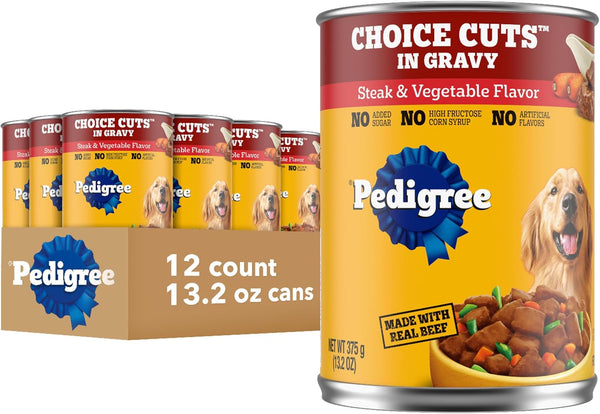 Pedigree Wet Dog Food, Choice Cuts Adult Canned Dog Food, Steak &