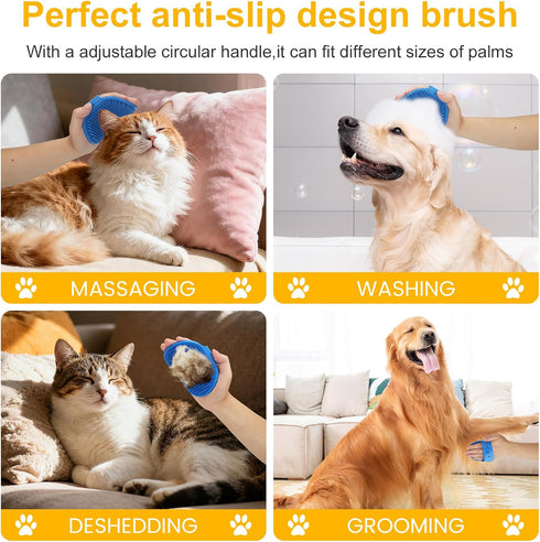 Generic 4Pcs Set 360 Dog Bath Brush Non-Slip Shampoo Brush Anti-Slip Adjustable Massage Scrubber Silicone Bristles