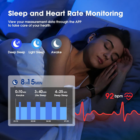 Fitness Tracker Watch with Heart Rate Monitor, Large Screen Activity Tracker with Pedometer and Sleep Monitor