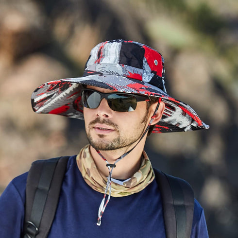 YOLAI Men Camouflage Fishing Cap Outdoor Sunscreen Foldable Breathable Casual Bucket Hat Wide Brim Hiking Sun Hats