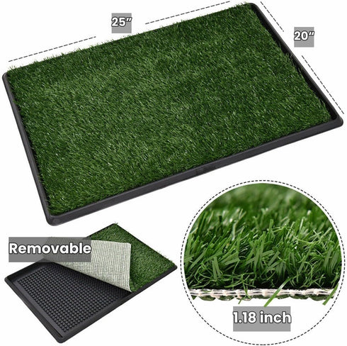 2 Dog Grass Puppy Training Pee Pad with Tray, Dog Potty with Replacement Artificial Grass Pads, Portable Pet Toilet