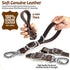Leather Short Dog Leash, Adjustable Length, Extra Thick Genuine Handmade with Heavy-Duty Hardware, Strong Traffic Pet