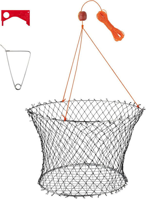 Dr.Fish Double Ring Crab Net 24" Crabbing Trap with Gauge & Bait
