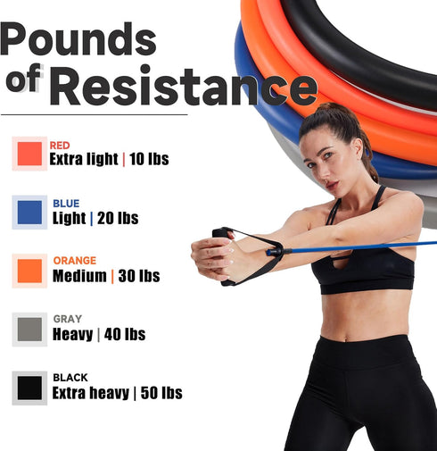 Resistance Bands with Handles, Single Resistance Tubes, Workout Bands with Handles, Durable Exercise Band for Stretching, Home Workouts, Physical Therapy, Fitness, Natural latex by zhiamz