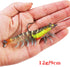 QIANGAN 3 Pcs Soft Silicone Artificial Bait Luminous Fake Shrimp Fishing Accessories with Bead Swivels Hook for Fishing