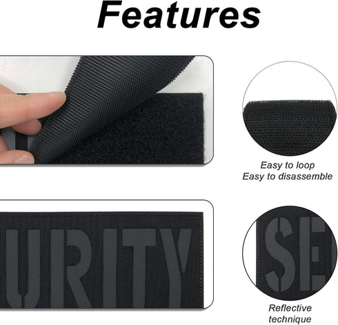 Large Reflective Laser Cut Security Patch, 11x4 inches with Hook and Loop for Vests and Backpacks