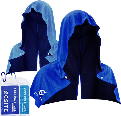 CSITE 2 Pack Cooling Hoodie Towels, Instant Cooling Towels for Neck and