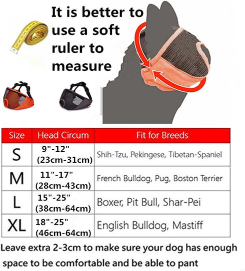 Short Snout Dog Muzzles - Adjustable Breathable Mesh Bulldog Muzzle for Training Grooming, Grey (Large/15-25")
