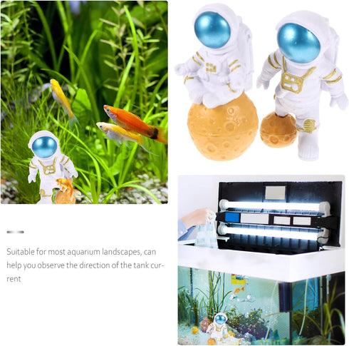 Mipcase 2pcs Fish Tank Landscaping Ornaments, Spaceman Toy Sculpture for Aquarium Decor