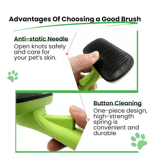 ELITE ETAIL Self Cleaning Pet Hair Brush with Comb and Bath Brush, Grooming Kit for Dogs and Cats, 7 in Long