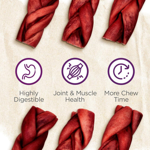 Natural Farm Odor-Free Super Braided Dog Chews (6-Inch, 10-Pack) - 100% Natural Angus Hide Collagen Treats