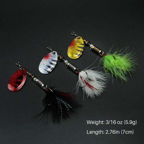 FouceClaus 10pcs Spinner Lures Baits with Tackle Box - Bass Trout Salmon Fishing Lures Kit