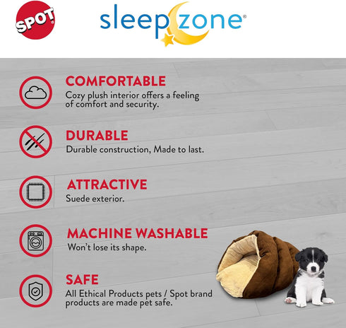 SPOT Sleep Zone Cuddle Cave - Cat Cave Bed for Indoor Cats and Mini Dogs, Washable for Kittens and Puppies under 10 lbs