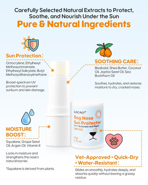 25 Dog Nose Sunscreen Balm SPF Natural, Lick-Safe Sun Protection with Shea Butter & Sea Buckthorn Moisturizes & Shields