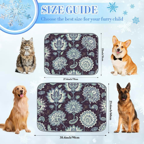 Generic 28" X22" Dog Cooling Mat Indoor Ice Silk Cooling Matts for Dogs Peacock Pattern Bed for Small Dogs Washable Pad