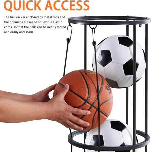 Garage Ball Storage Rack, Wall-Mounted Basketball Holder, Vertical Sports Ball Storage Organizer for Soccer,
