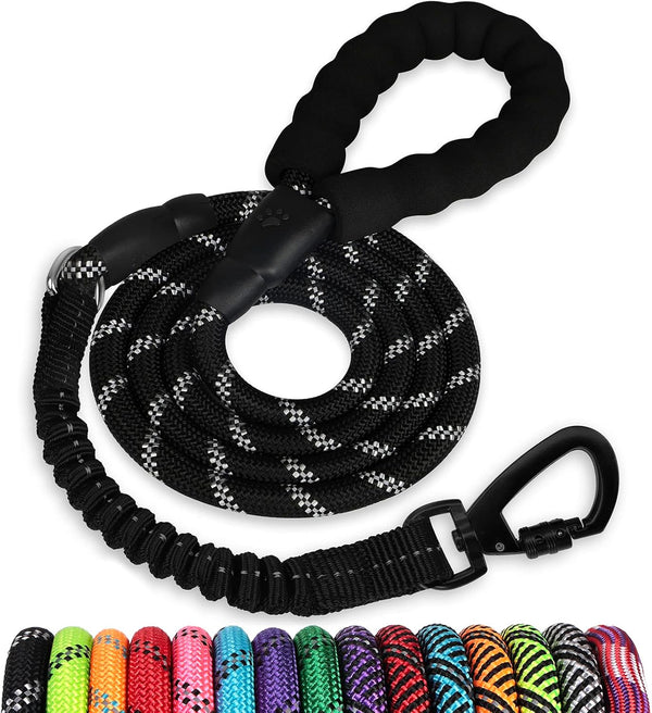 Rope Dog Leash 3 FT, Heavy Duty with Swivel Lockable Hook, Reflective Threads, Padded Handle for Large Medium Dogs