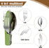 Folding Camping Utensils Cutlery Set, 4-in-1 Stainless Steel Spoon Fork Knife Bottle Opener, 5 Pcs, Red, Green, Black,