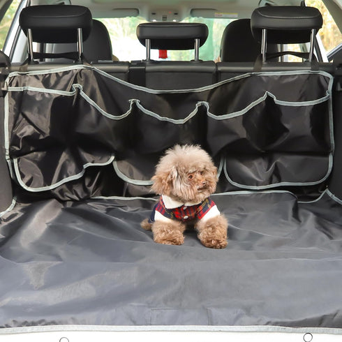 Llamas SUV Cargo Liner for Dogs, Waterproof Anti-Slip Seat Cover Mat, Storage Bags, Universal Fit (Black)