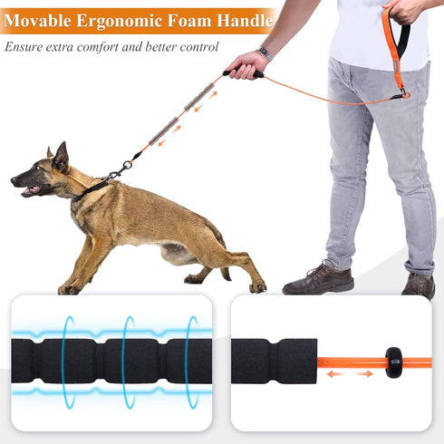 VIVAGLORY Chew Proof Dog Leash, Soft Foam Reflective Padded Handle Dog Chain Leashes, Waterproof Non Chewable Dogs Metal Leash, Stainless Steel Wire Rope Lead for Small Medium Large Dogs, 5FT, Orange