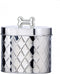 Amici Pet Chance Oval Metal Treats Storage Canister, Stainless Steel, 52 Ounces, Food Safe, Silver Tone Bone Knob