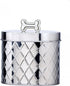 Amici Pet Chance Oval Metal Treats Storage Canister, Stainless Steel, 52 Ounces, Food Safe, Silver Tone Bone Knob