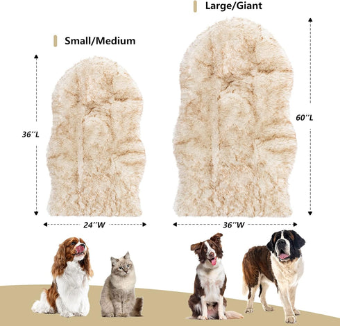 Asrug Soft Faux Fur Pet Bed Mat, Plush and Fluffy Throw Rug for Dogs Cats, Brown & White, 3ftx5ft