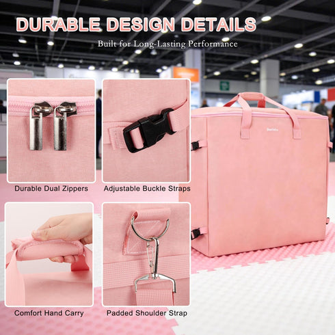 24" 24" Foam Mat Storage Bag for Interlocking EVA Foam Mats, Portable Carrying Case for Trade Show Foam Floor Tiles