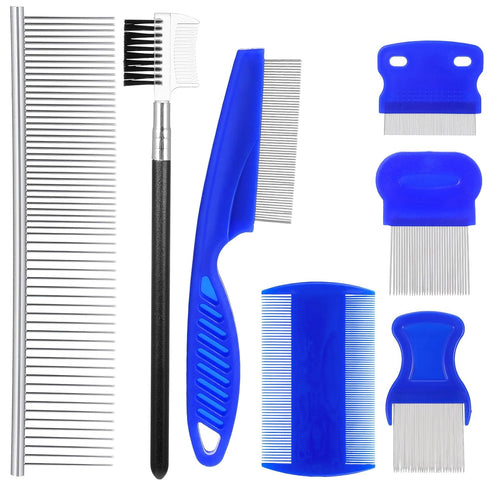 Ocapind 7 Pack Dog Cat Grooming Combs Remover Dematting Brush Tool Flea Lice