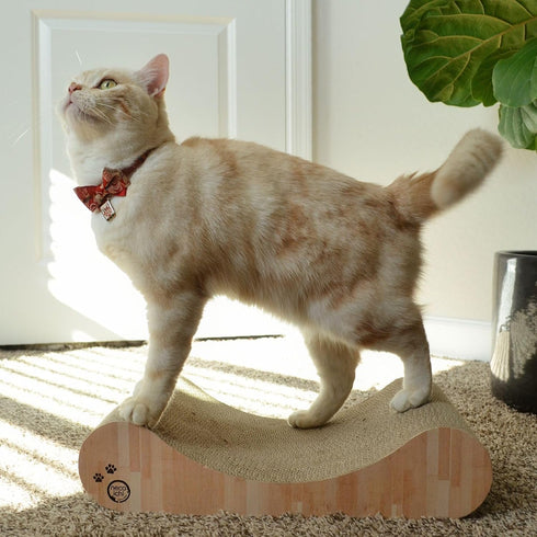 Necoichi Cardboard Cat Scratcher Bed, Horizontal Scratch Pad Lounger with Extra Comfort (18" Regular, Oak)