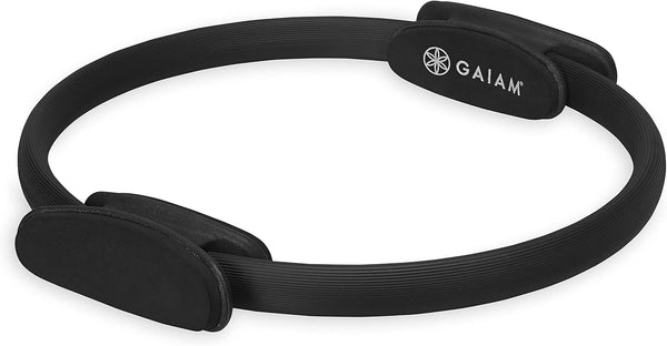 Gaiam Pilates Ring 15" Fitness Circle with Foam Padded Handles for Toning Arms, Thighs & Core, Black