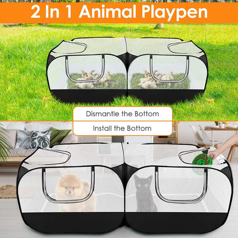 73"x36"x25" SlowTon Small Animals Playpen - Portable Chicken Coop Run Large Chick Brooder with Detachable Bottom, Pop