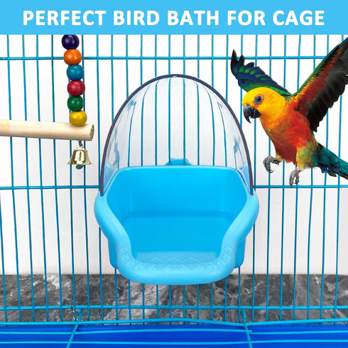 Bird Bath Box Hanging Birdbath Toy Parakeet Caged Bathing Tubs Parrot Bath Tub Water Shower Food Feeder Holder Tray