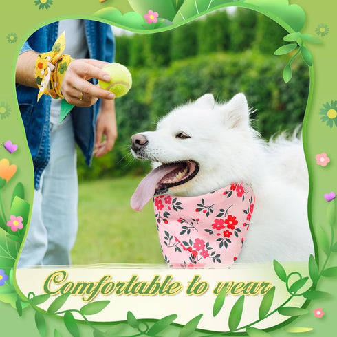 Weewooday 50 31.5 21.7 x21.7 Inch) Pcs Spring Dog Bandanas Bulk for Dogs Soft Bibs Adjustable Triangle pet Bandana