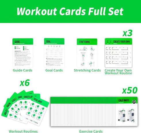 Gym Equipment Workout Cards - 62 Exercise Cards Deck, 5" x 3.5" Fitness Guide for Women & Men at Home or Gym