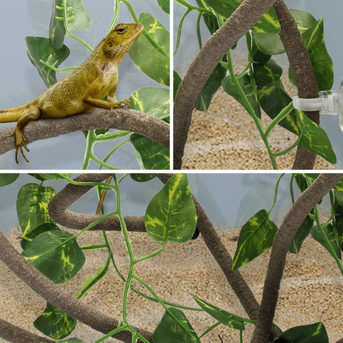 Coolrunner 8FT Reptile Vines and Flexible Leaves with Suction Cups Jungle Climber Habitat Decor for Lizards, Gecko