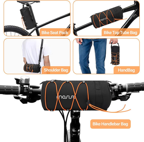 MOSISO Waterproof Bike Handlebar Bag, 2.5L Front Frame Bag with Shoulder Strap, Black