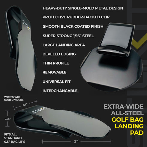 STICKIT Magnetic Golf Bag Landing Pad, Metal Bag Clip for Quick Use of Magnetic Golf Gear & Accessories