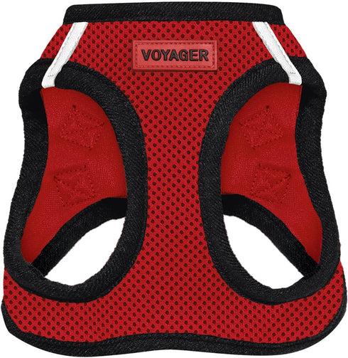 Voyager Step-In Air Dog Harness - Reflective, No Pull, All Weather Mesh for Small/Medium Dogs & Cats - Red/Black Trim, S